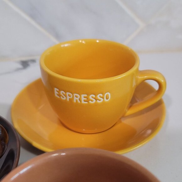 World Market Espresso Set 12 Pieces Mixed Earth Tone terracotta brown tan yellow - Picture 10 of 16